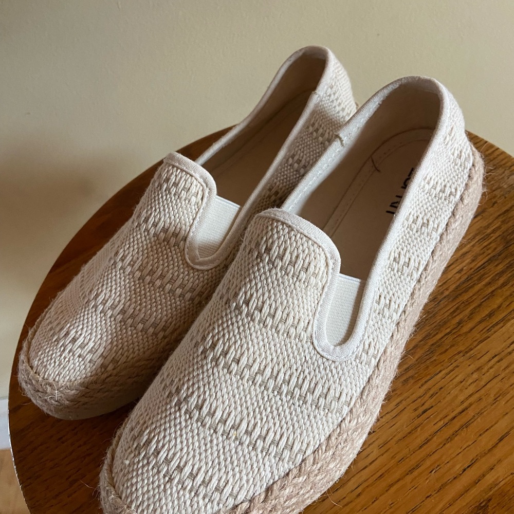 Esprit Cream Woven Espadrille Slip On Shoes Size 6.5